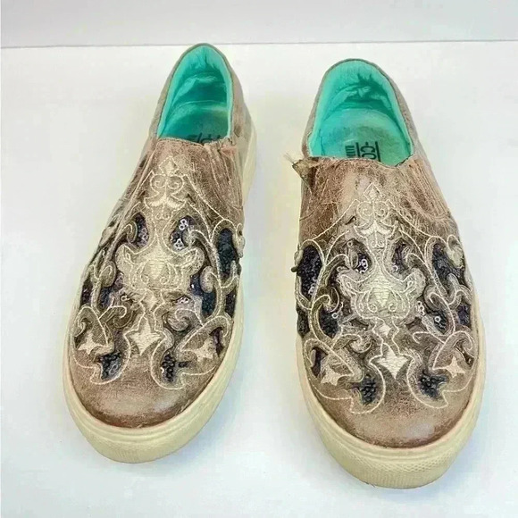 Corral E1560 Women’s Embroidery Brown & Black Inlay Sneaker E1560 Size 7.5 - Picture 3 of 9